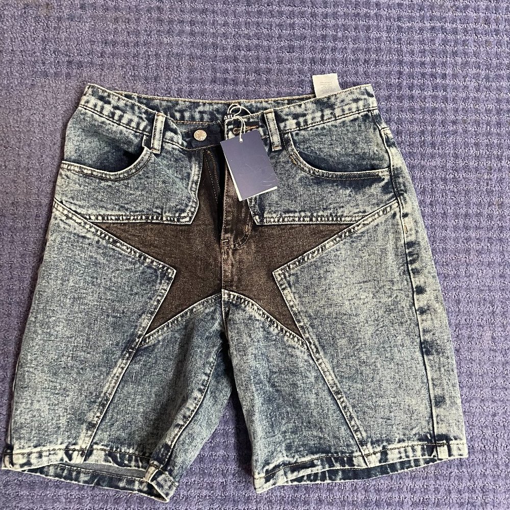 Star Patchwork denim shorts
